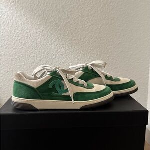 CHANEL Women's Interlocking CC Logo Suede Sneakers